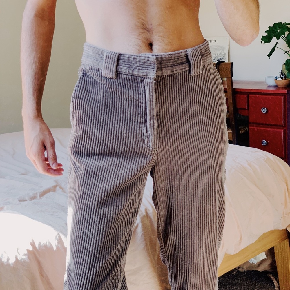 cropped brown corduroy high waisted trousers